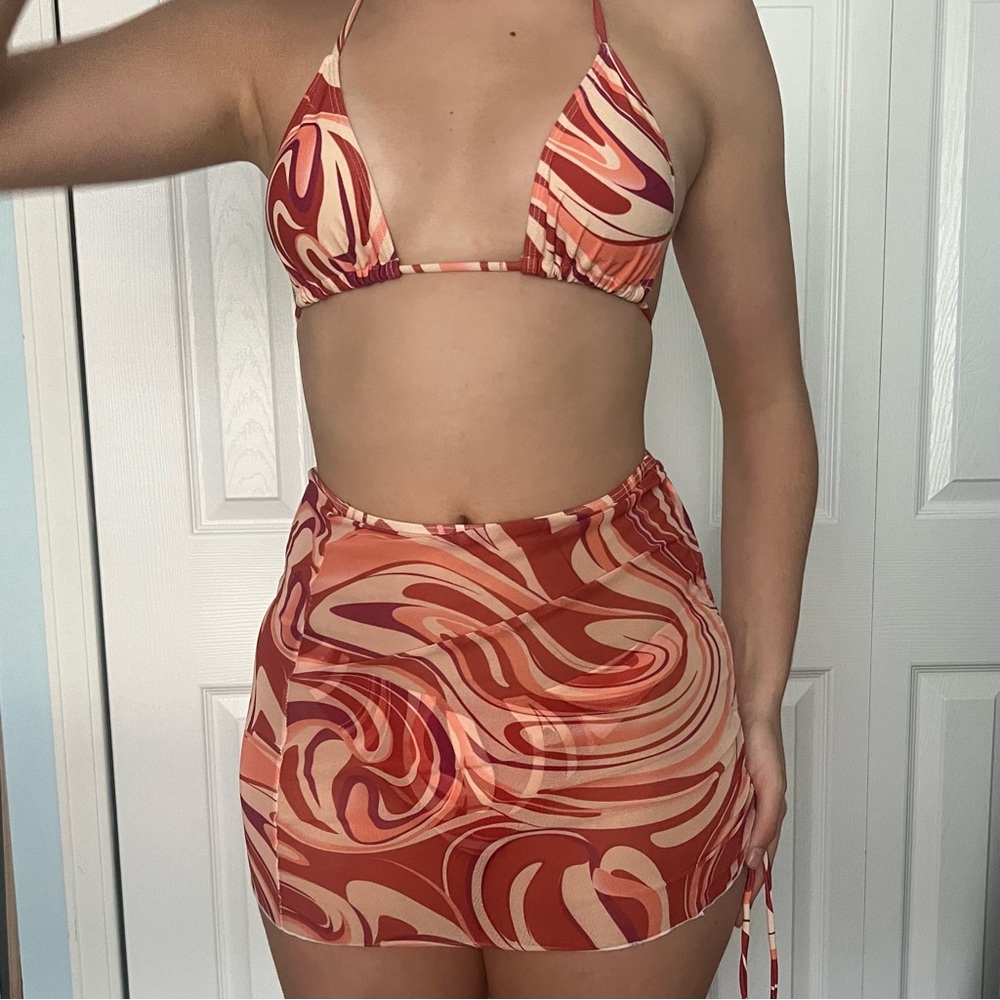 Women's Tie-Dye Swirl 3-Piece Set Swimwear - S